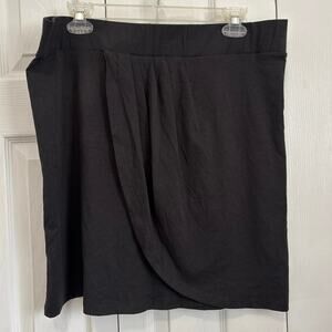 Toad & Co Black Adella Faux Wrap Organic Cotton Modal Skirt XL